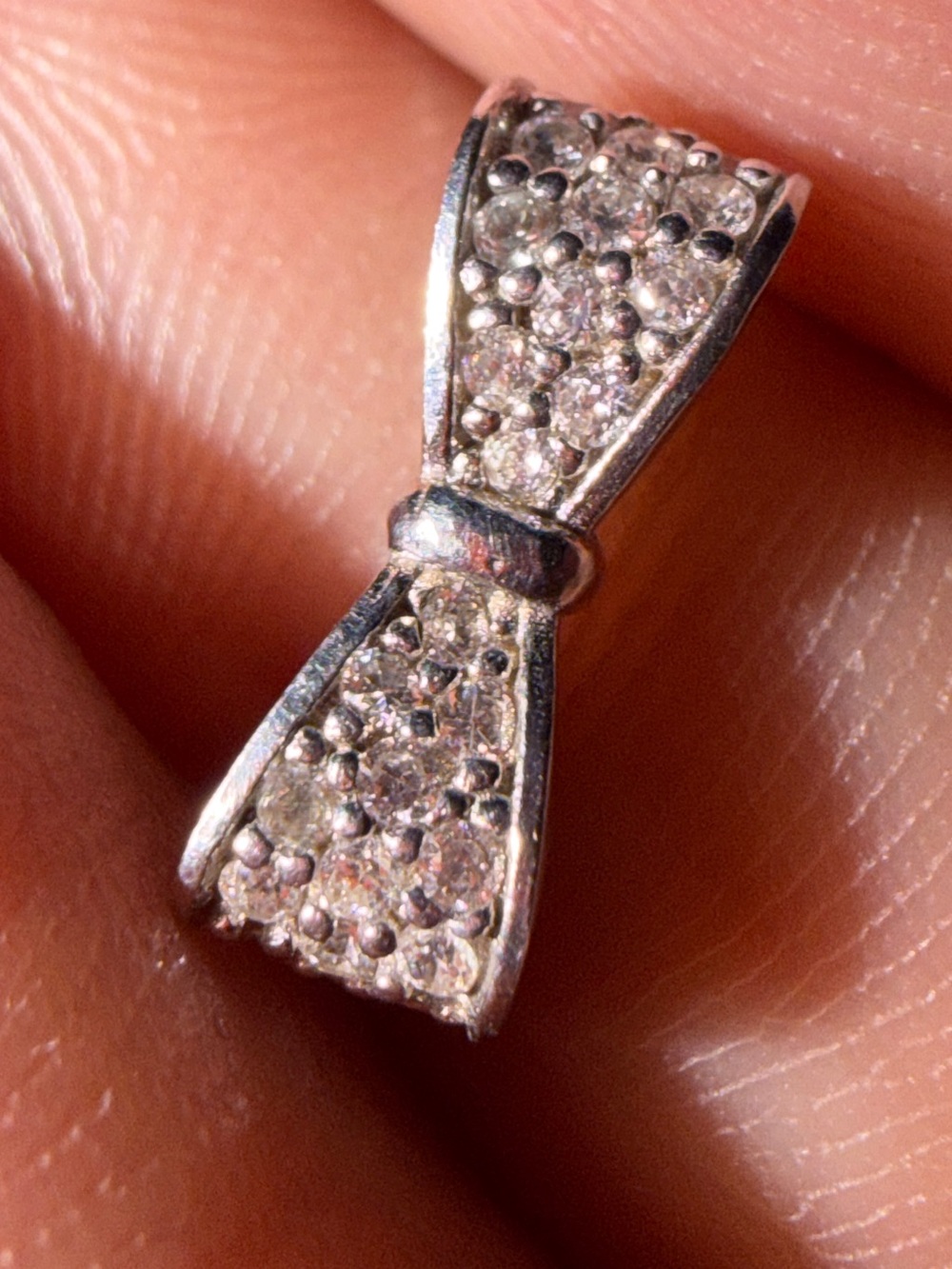 Sterling Silver Bow Pendant with Cubic Zirconia